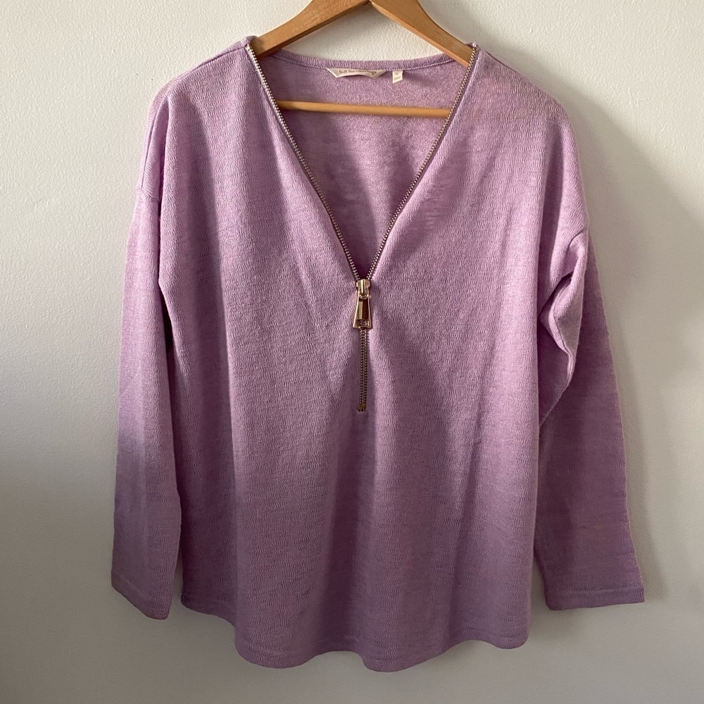 Soft Surroundings Lilac Zip Sweater